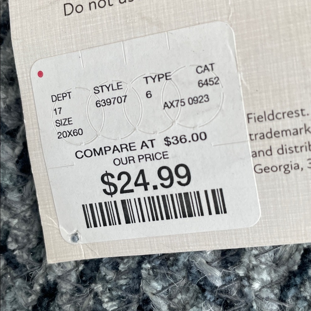 Fieldcrest Textured 60” x 20” Handmade Runner in blue, gray and navy blue - Picture 6 of 6